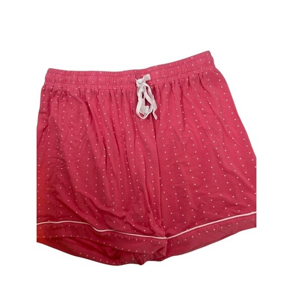Womens L Pink White Polka Dot Pajama Set With Drawstring Shorts & Button-Up Top - Picture 4 of 9